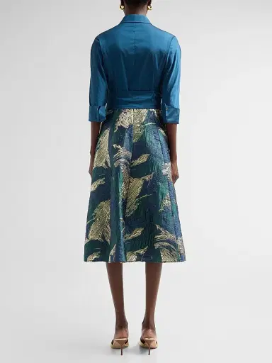 Teri Jon by Rickie Freeman Women's Jacquard Taffeta Shirtdress | Thumbnail 3 Teri Jon by Rickie Freeman Women's Jacquard Taffeta Shirtdress | Thumbnail 3