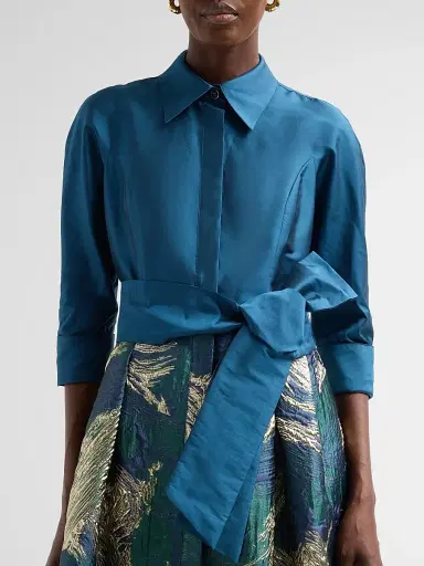 Teri Jon by Rickie Freeman Women's Jacquard Taffeta Shirtdress | Thumbnail 5 Teri Jon by Rickie Freeman Women's Jacquard Taffeta Shirtdress | Thumbnail 5