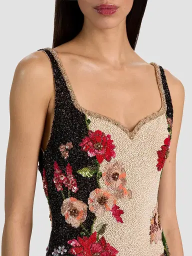 Alice + Olivia Women's Eve Floral Beaded Mini Dress | Thumbnail 5 Alice + Olivia Women's Eve Floral Beaded Mini Dress | Thumbnail 5
