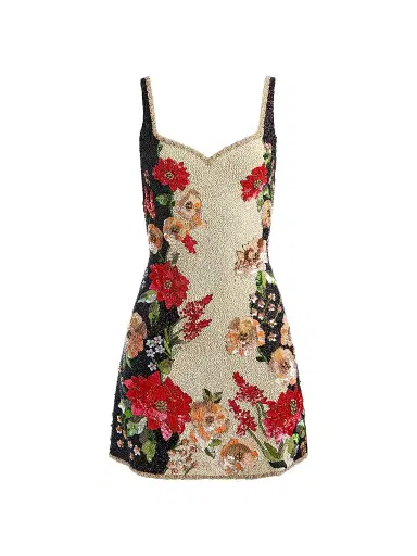 Alice + Olivia Women's Eve Floral Beaded Mini Dress | Thumbnail 1 Alice + Olivia Women's Eve Floral Beaded Mini Dress | Thumbnail 1
