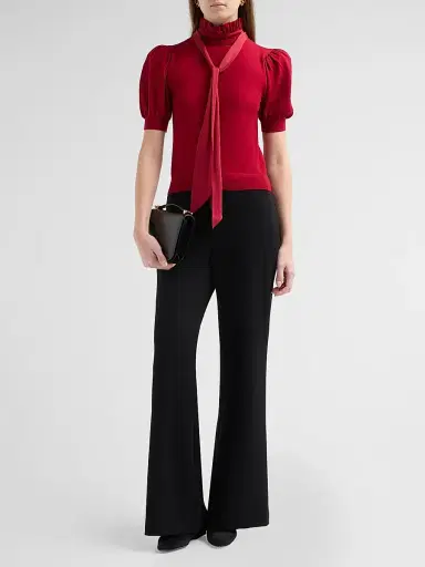 Alice + Olivia Women's Chase Puff Sleeve Tie Sweater | Thumbnail 2 Alice + Olivia Women's Chase Puff Sleeve Tie Sweater | Thumbnail 2