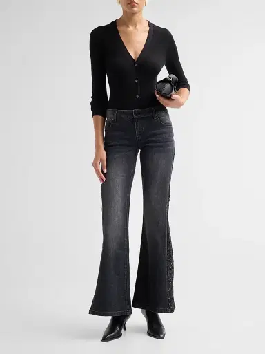 Alice + Olivia Women's Sirena Low-Rise Bell Bottom Jeans | Thumbnail 2 Alice + Olivia Women's Sirena Low-Rise Bell Bottom Jeans | Thumbnail 2