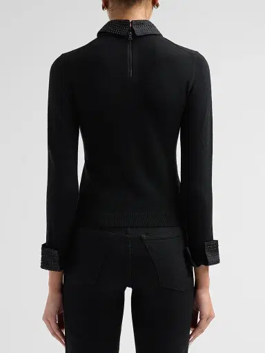 Alice + Olivia Women's Porla Embellished Collared Sweater | Thumbnail 3 Alice + Olivia Women's Porla Embellished Collared Sweater | Thumbnail 3