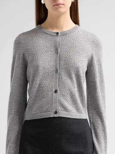 Alice + Olivia Women's Carson Embellished Wool Cardigan | Thumbnail 5 Alice + Olivia Women's Carson Embellished Wool Cardigan | Thumbnail 5