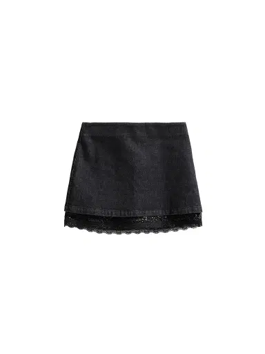 Alice + Olivia Women's Rubi Denim Lace-Trim Mini Skirt | Thumbnail 1 Alice + Olivia Women's Rubi Denim Lace-Trim Mini Skirt | Thumbnail 1