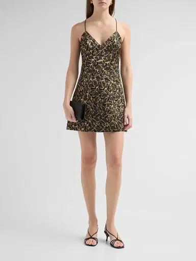 Alice + Olivia Women's Tayla Butterfly-Print V-neck Mini Dress | Thumbnail 2 Alice + Olivia Women's Tayla Butterfly-Print V-neck Mini Dress | Thumbnail 2