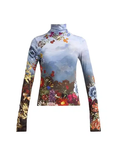 Alice + Olivia Women's Delaina Printed Turtleneck Top | Thumbnail 1 Alice + Olivia Women's Delaina Printed Turtleneck Top | Thumbnail 1