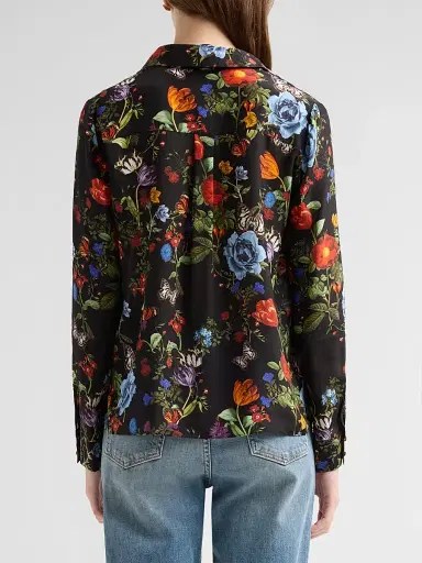Alice + Olivia Women's Willa Floral Silk Button-Front Blouse | Thumbnail 3 Alice + Olivia Women's Willa Floral Silk Button-Front Blouse | Thumbnail 3
