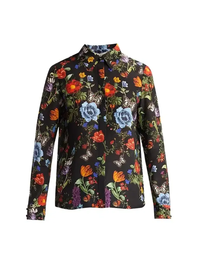 Women's Willa Floral Silk Button-Front Blouse Women's Willa Floral Silk Button-Front Blouse