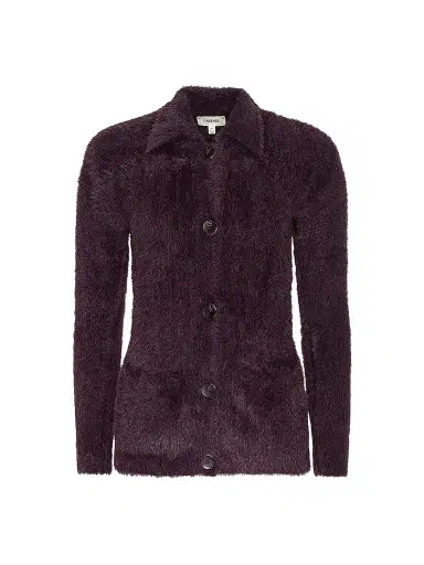 L'Agence Women's Mist Fuzzy Collared Cardigan | Thumbnail 1 L'Agence Women's Mist Fuzzy Collared Cardigan | Thumbnail 1