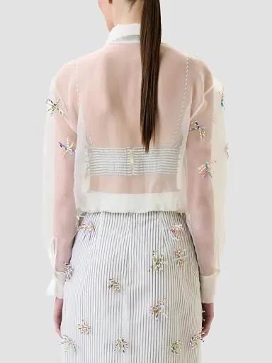 Silvia Tcherassi Women's Katniss Embroidered Cropped Jacket | Thumbnail 3 Silvia Tcherassi Women's Katniss Embroidered Cropped Jacket | Thumbnail 3