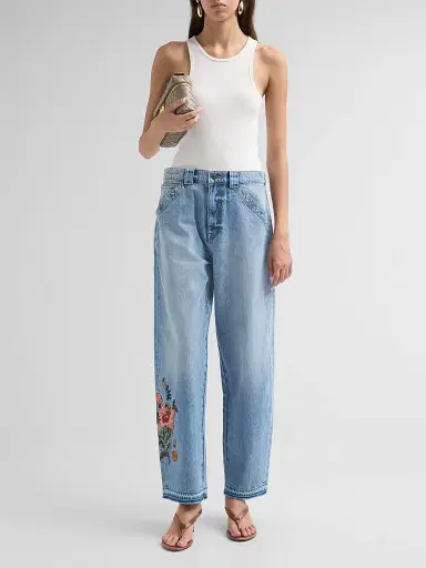 Johnny Was Women's Solana Embroidered Barrel-Leg Jeans | Thumbnail 2 Johnny Was Women's Solana Embroidered Barrel-Leg Jeans | Thumbnail 2