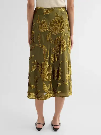 Johnny Was Women's Endora Metallic-Embroidered Ruched Silk Midi Skirt | Thumbnail 3 Johnny Was Women's Endora Metallic-Embroidered Ruched Silk Midi Skirt | Thumbnail 3
