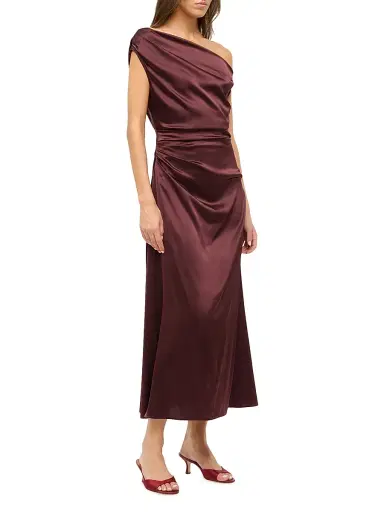 Staud Women's Phare Draped Silk-Blend Midi-Dress | Thumbnail 3 Staud Women's Phare Draped Silk-Blend Midi-Dress | Thumbnail 3