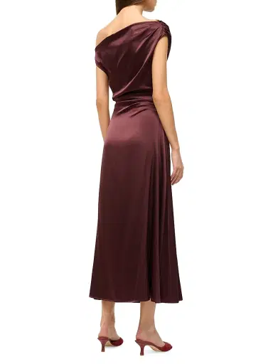 Staud Women's Phare Draped Silk-Blend Midi-Dress | Thumbnail 4 Staud Women's Phare Draped Silk-Blend Midi-Dress | Thumbnail 4