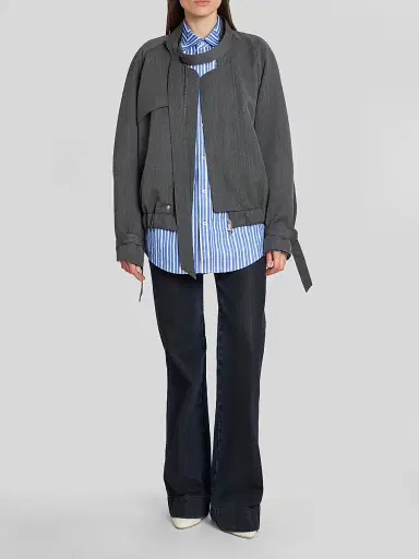 Victoria Beckham Women's Scarf Virgin Wool Bomber Jacket | Thumbnail 2 Victoria Beckham Women's Scarf Virgin Wool Bomber Jacket | Thumbnail 2