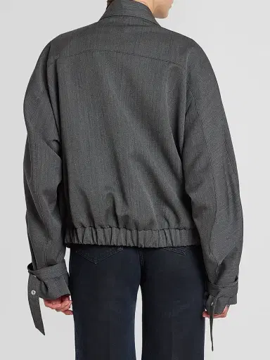 Victoria Beckham Women's Scarf Virgin Wool Bomber Jacket | Thumbnail 3 Victoria Beckham Women's Scarf Virgin Wool Bomber Jacket | Thumbnail 3