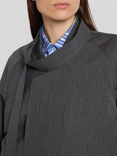 Victoria Beckham Women's Scarf Virgin Wool Bomber Jacket | Thumbnail 5 Victoria Beckham Women's Scarf Virgin Wool Bomber Jacket | Thumbnail 5