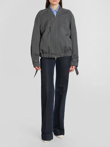Victoria Beckham Women's Scarf Virgin Wool Bomber Jacket | Thumbnail 6 Victoria Beckham Women's Scarf Virgin Wool Bomber Jacket | Thumbnail 6