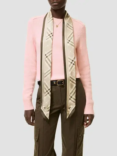 Burberry Women's Bordered Check Cashmere Scarf | Thumbnail 3 Burberry Women's Bordered Check Cashmere Scarf | Thumbnail 3