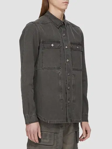 DRKSHDW by Rick Owens Men's Denim Fitted Outershirt | Thumbnail 4 DRKSHDW by Rick Owens Men's Denim Fitted Outershirt | Thumbnail 4