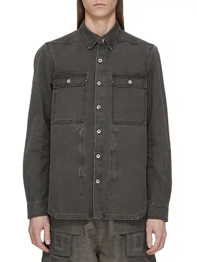 DRKSHDW by Rick Owens Men's Denim Fitted Outershirt | Thumbnail 1 DRKSHDW by Rick Owens Men's Denim Fitted Outershirt | Thumbnail 1