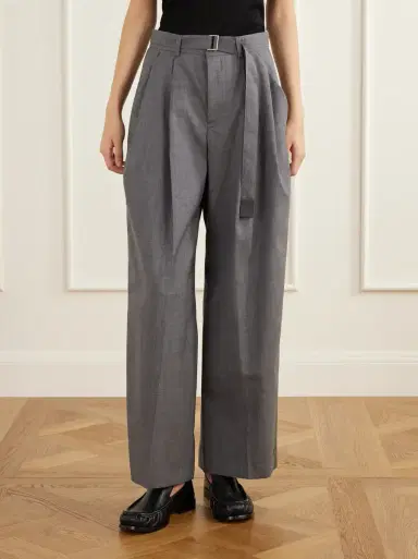 Sacai Belted pleated twill wide-leg pants | Thumbnail 3 Sacai Belted pleated twill wide-leg pants | Thumbnail 3