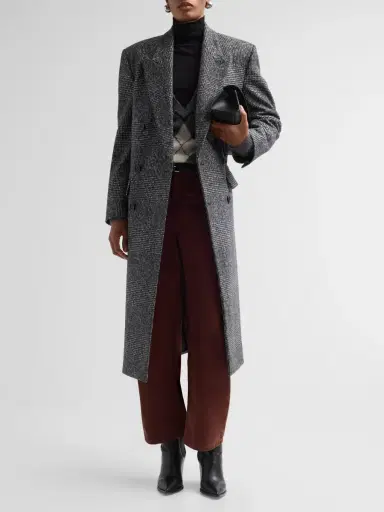 Nili Lotan Women's Edmont Double-Breasted Long Coat | Thumbnail 2 Nili Lotan Women's Edmont Double-Breasted Long Coat | Thumbnail 2