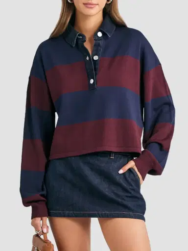 SEROYA Women's Filipa Striped Polo Shirt | Thumbnail 4 SEROYA Women's Filipa Striped Polo Shirt | Thumbnail 4