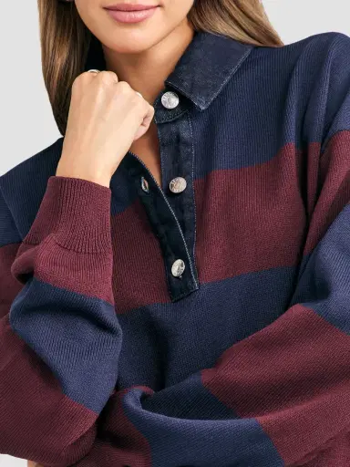 SEROYA Women's Filipa Striped Polo Shirt | Thumbnail 5 SEROYA Women's Filipa Striped Polo Shirt | Thumbnail 5