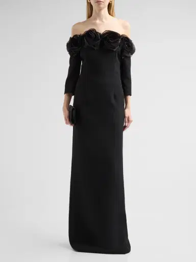 Teri Jon by Rickie Freeman Women's Floral Crêpe Off-The-Shoulder Gown | Thumbnail 2 Teri Jon by Rickie Freeman Women's Floral Crêpe Off-The-Shoulder Gown | Thumbnail 2