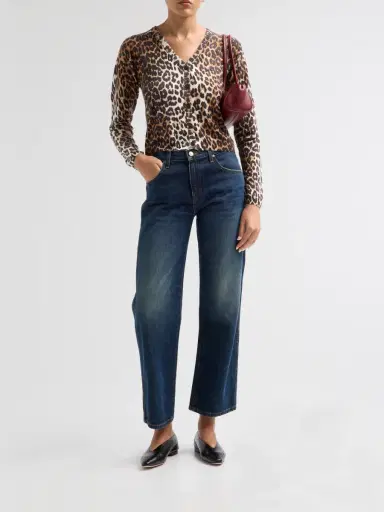 Ganni Women's Leopard-Print Wool Cardigan | Thumbnail 2 Ganni Women's Leopard-Print Wool Cardigan | Thumbnail 2