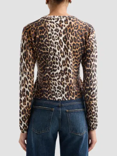 Ganni Women's Leopard-Print Wool Cardigan | Thumbnail 3 Ganni Women's Leopard-Print Wool Cardigan | Thumbnail 3
