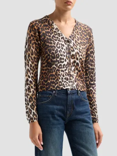 Ganni Women's Leopard-Print Wool Cardigan | Thumbnail 4 Ganni Women's Leopard-Print Wool Cardigan | Thumbnail 4