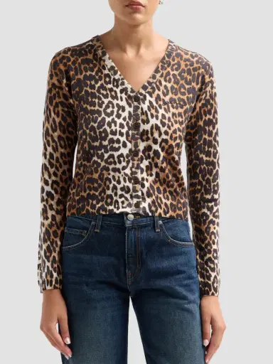 Ganni Women's Leopard-Print Wool Cardigan | Thumbnail 5 Ganni Women's Leopard-Print Wool Cardigan | Thumbnail 5
