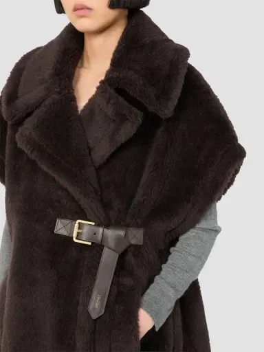 Max Mara Women's Cape in Alpaca and Wool Teddy Fabric | Thumbnail 5 Max Mara Women's Cape in Alpaca and Wool Teddy Fabric | Thumbnail 5