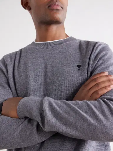 AMI PARIS ADC Logo-Embroidered Merino Wool Sweater - Men | Thumbnail 5 AMI PARIS ADC Logo-Embroidered Merino Wool Sweater - Men | Thumbnail 5