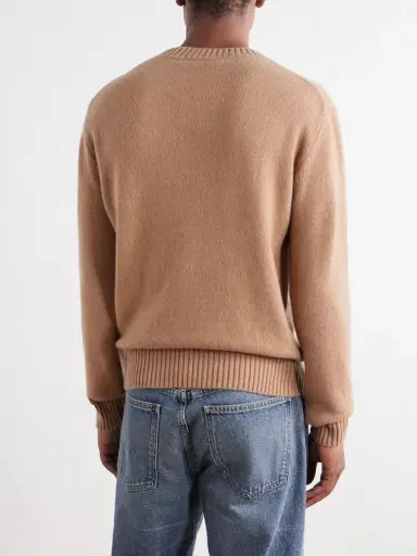 AMI PARIS Logo-Embroidered Cashmere and Wool-Blend Sweater - Men | Thumbnail 4 AMI PARIS Logo-Embroidered Cashmere and Wool-Blend Sweater - Men | Thumbnail 4