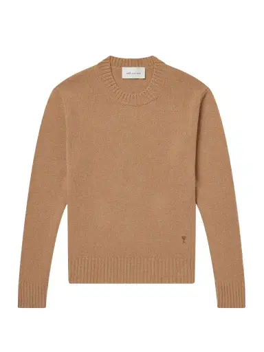 AMI PARIS Logo-Embroidered Cashmere and Wool-Blend Sweater - Men | Thumbnail 1 AMI PARIS Logo-Embroidered Cashmere and Wool-Blend Sweater - Men | Thumbnail 1