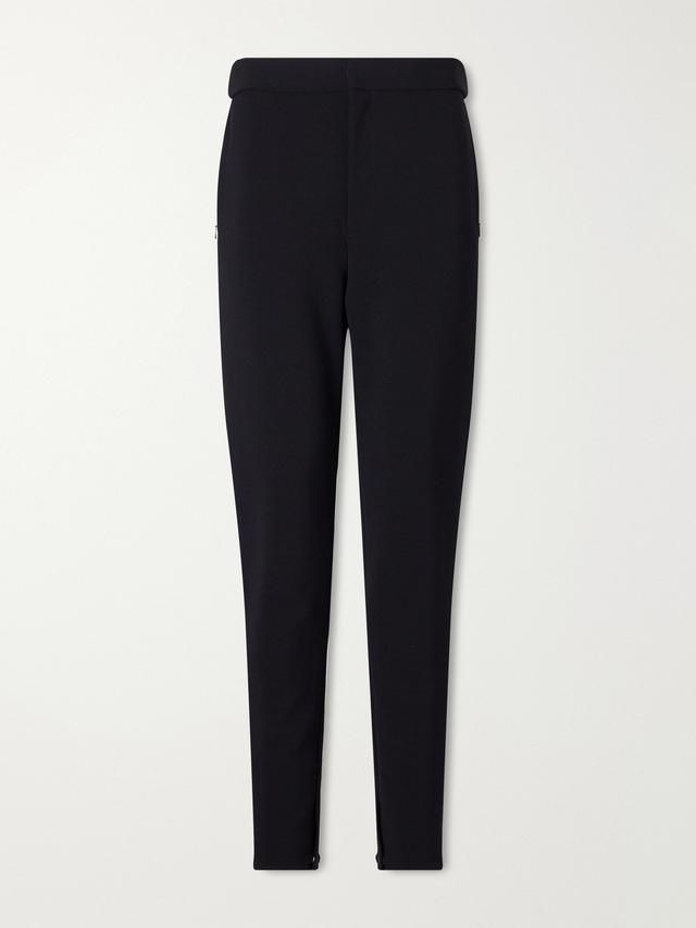 Tapered Leather-Trimmed Wool-Blend Twill Trousers - Men Tapered Leather-Trimmed Wool-Blend Twill Trousers - Men