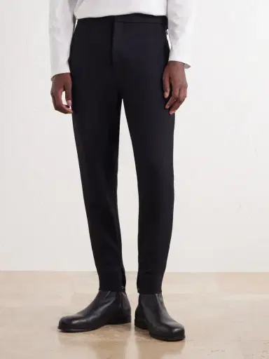 Loewe Tapered Leather-Trimmed Wool-Blend Twill Trousers - Men | Thumbnail 3 Loewe Tapered Leather-Trimmed Wool-Blend Twill Trousers - Men | Thumbnail 3