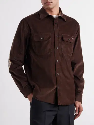 Burberry Logo-Embroidered Cotton-Corduroy Shirt - Men | Thumbnail 3 Burberry Logo-Embroidered Cotton-Corduroy Shirt - Men | Thumbnail 3