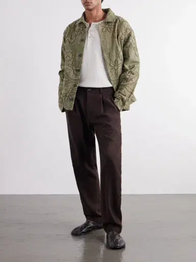 Kartik Research Straight-Leg Pleated Embroidered Wool-Twill Trousers - Men | Thumbnail 2 Kartik Research Straight-Leg Pleated Embroidered Wool-Twill Trousers - Men | Thumbnail 2