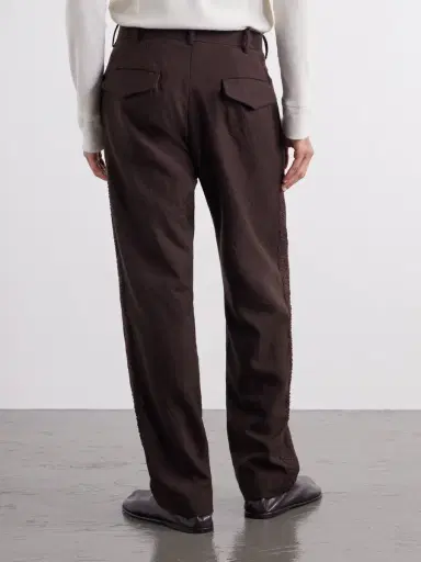 Kartik Research Straight-Leg Pleated Embroidered Wool-Twill Trousers - Men | Thumbnail 4 Kartik Research Straight-Leg Pleated Embroidered Wool-Twill Trousers - Men | Thumbnail 4