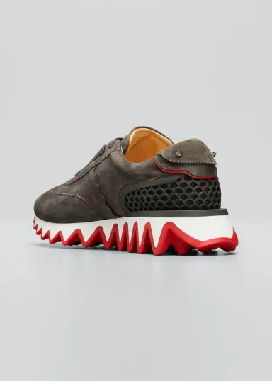 Christian Louboutin Men's Loubishark Flat Mixed-Media Red Sole Sneakers | Thumbnail 2 Christian Louboutin Men's Loubishark Flat Mixed-Media Red Sole Sneakers | Thumbnail 2