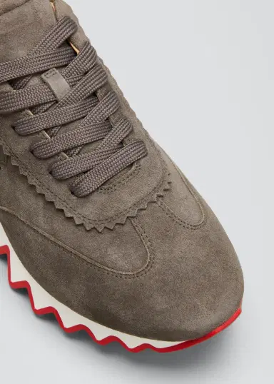 Christian Louboutin Men's Loubishark Flat Mixed-Media Red Sole Sneakers | Thumbnail 3 Christian Louboutin Men's Loubishark Flat Mixed-Media Red Sole Sneakers | Thumbnail 3