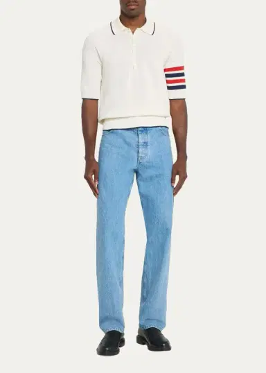Thom Browne Men's Washed Selvedge Denim Straight-Leg Jeans | Thumbnail 2 Thom Browne Men's Washed Selvedge Denim Straight-Leg Jeans | Thumbnail 2