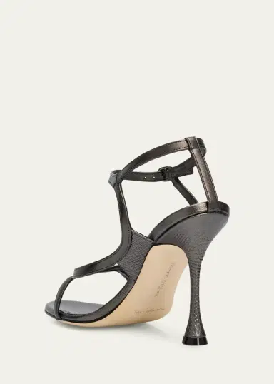 Manolo Blahnik 105mm Tibula Metallic Leather Ankle-Strap Sandals | Thumbnail 2 Manolo Blahnik 105mm Tibula Metallic Leather Ankle-Strap Sandals | Thumbnail 2