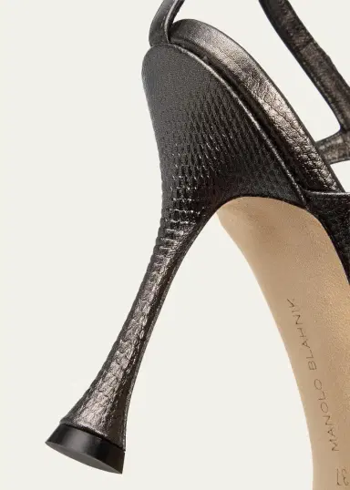 Manolo Blahnik 105mm Tibula Metallic Leather Ankle-Strap Sandals | Thumbnail 3 Manolo Blahnik 105mm Tibula Metallic Leather Ankle-Strap Sandals | Thumbnail 3