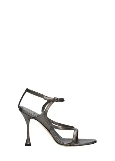 Manolo Blahnik 105mm Tibula Metallic Leather Ankle-Strap Sandals | Thumbnail 1 Manolo Blahnik 105mm Tibula Metallic Leather Ankle-Strap Sandals | Thumbnail 1
